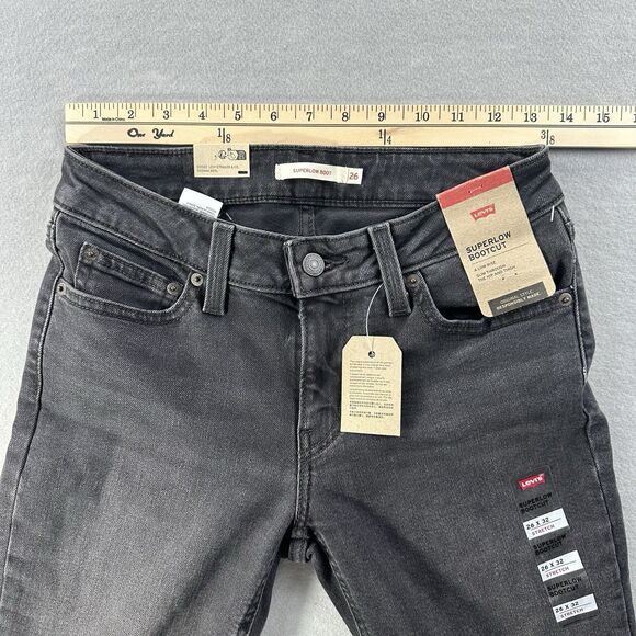 LEVI’S Women’s Super Low Bootcut Jeans Black Washed Size 26 Low-Rise Y2k *New* - Picture 10 of 15